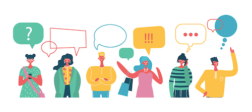 Speech bubbles of characters