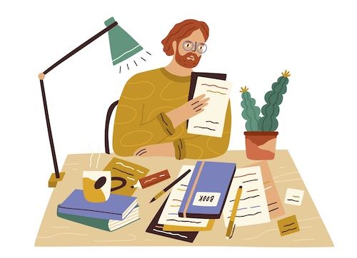 Writer at a desk