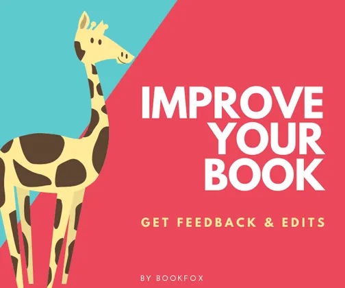 Giraffe standing next to a sign that says "Improve Your Children's Book"