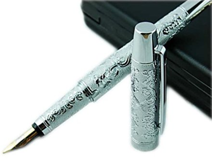 Ornate silver pen gift for writers