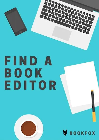 Graphic of how to find a children's book editor with coffee and computer